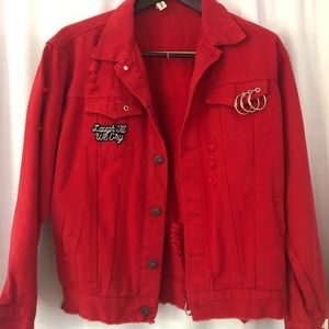 Paramore Red denim jacket , Fan made.